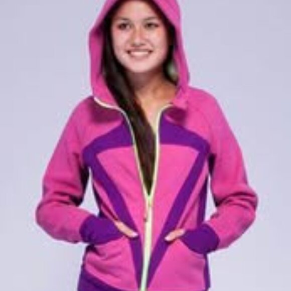 Ivivva Girl by Lululemon 🍋 Zip Up Scuba Hoodie/Jacket Thumbholes Size 12 - Picture 2 of 5
